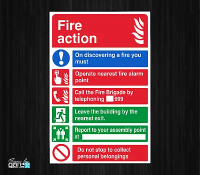 £2.99 • Buy Fire Action Assembly Point Sign/Sticker - Fire Exit,Escape FA8 A6,A7,A5,A4,A3,A2
