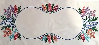 Vintage Festive Colorful Mexican Style Hand Embroidered Leaves Table Runner 37  • $22