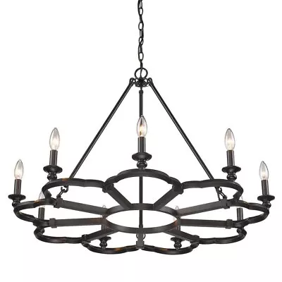 Large Chandelier 9 Light Steel In Medieval-Revival Style - 23 Inches High By • $364.95