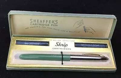 Unused Vintage  Shaeffer Cartridge Fountain Pen Nib  Green & Chrome  In Box • $25