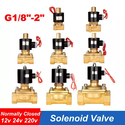 1/8 -2  Solenoid Valve Air Water Gas Oil Brass Normally Open DC12V DC24V AC220V • £16