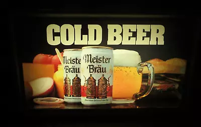 Large Vintage 1983 Meisterbrau Cold Beer Lighted Sign-bar-miller Brewing-lager • $99.99