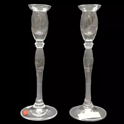 Mikasa Ballerina Clear Glass Crystal Taper Candle Holder 9.25  Art Deco Set Of 2 • $14