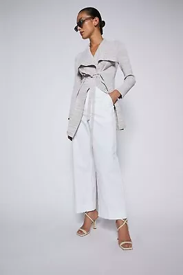 $599.99 • Buy SCANLAN THEODORE Crepe Knit Drape Front Jacket And Singlet Set Oyster Sz XS $900