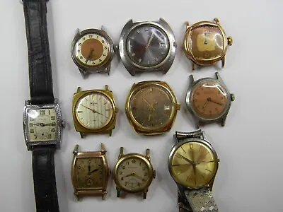 10 Vintage Mens Watch Lot - Wyler Waltham Bulova Seiko Elgin Art Deco - Repair • $145