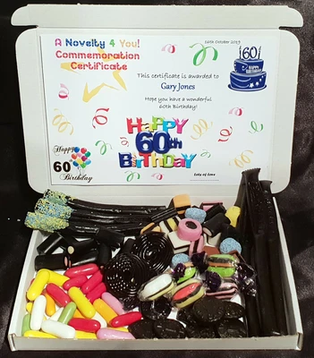 Liquorice Retro Sweet Gift Box Personalised Allsorts 50th60th 70th 80th Birthday • £6.49