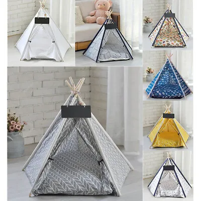 £16.94 • Buy Large Pet Teepee Bed Cat/Kitten/Dog/Puppy Play Tent Foldable House Cushion Mat