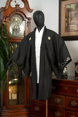 Dear Vanilla Japanese Silk Haori Jacket Men's Kimono Authentic Japan Vintage • $39