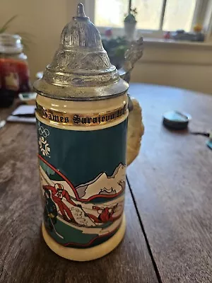 Vintage 1984 U.S. Winter Olympic Games Sarajevo  Lidded Beer Stein • $15