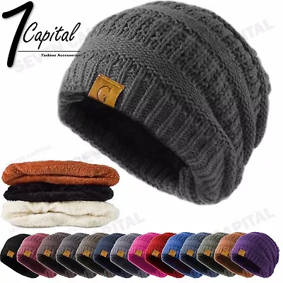 Women's Men Knit Slouchy Baggy Beanie Oversize Winter Hat Ski Fleece Slouchy Cap • $7.99