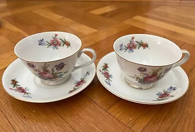 Antique Tea Set Of 6 Silver China Tea Cups And Saucers Made In Occupied Japan • $30