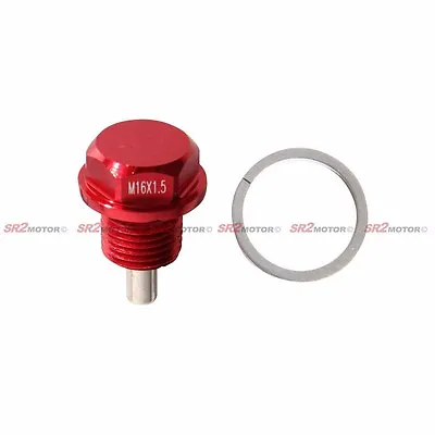 MAGNETIC OIL PAN DRAIN SUMP PLUG RED M16 X 1.50 16mm X 1.5 • $9.99