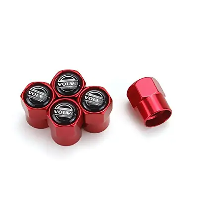For Volvo Wheel Tire Valve Caps Stems Air Dust Caps Hexagon Shape Red 4pcs • $26.99