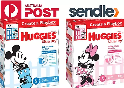 Huggies Girl And Boy Ultra Dry Nappies Size 3 Crawler (6-11kg) 184 Nappies • $87.99