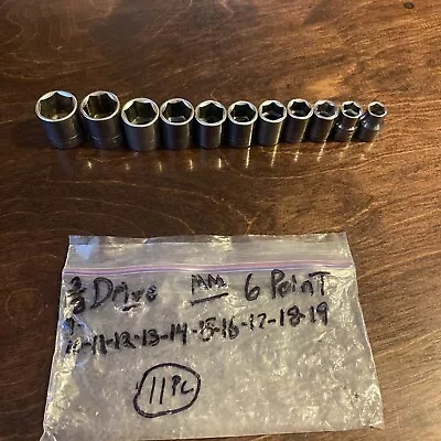 Craftsman USA 3/8 Metric 11pc  Socket Lot  All 6 Point 9mm-19mm G  G2 G1 • $12.99