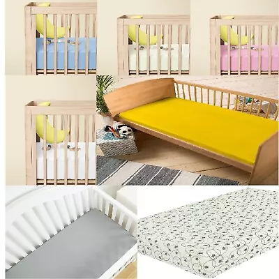 £6.99 • Buy 2 X Baby Pram/Crib/Snuzpod Crib Jersey Fitted Sheet 100% Cotton White 40x90cm 