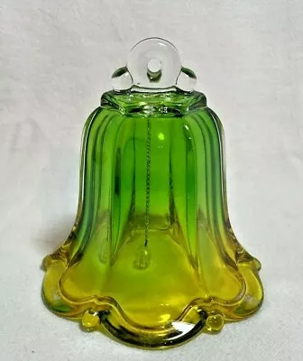 Vintage Mid Century Green Apple Fade To Yellow Glass Dinner Bell • $12.95