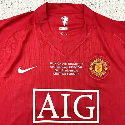 MANCHESTER UNITED MUNICH AIR DISASTER 50th ANNIVERSARY SHIRT XL ADULT (V GOOD) • £90