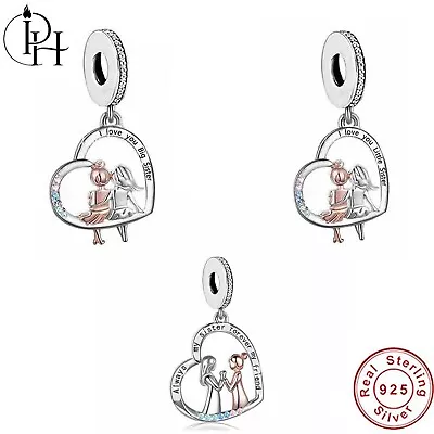 Big & Little Sister Charm I Love You Gift Always My Sister 925 Silver Heart • £15.99