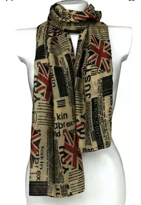 Newspaper UK Flag Print Scarf Womens Ladies Vintage Look Union Jack New Fashion • £5.99