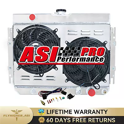 3-Row Radiator+Shroud Fan Thermostat For 1963-1968 Chevy Impala Bel Air Chevelle • $339