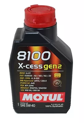 Motul 8100 X-cess Gen2 SAE 5W-40 100% Synthetic Engine Motor Oil 1 Liter 110904 • $19.95