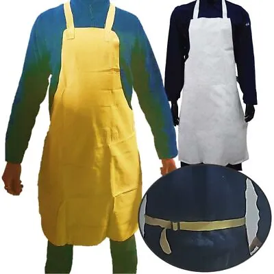 Leather Welding Apron Flame Retardant Heavy Duty Welder Blacksmith Glaziers Bib • £8.99