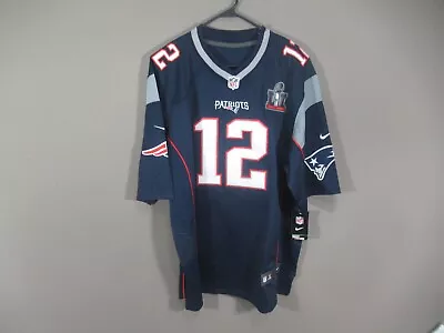 Tom Brady #12 New England Patriots Super Bowl 51 LI Men's Jersey Blue Size 3XL • $39.99