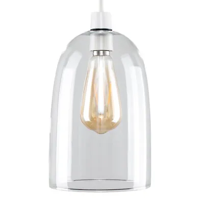 Ceiling Light Shade Modern Clear Glass Easy Fit Pendant Lampshade Living Room • £19.99