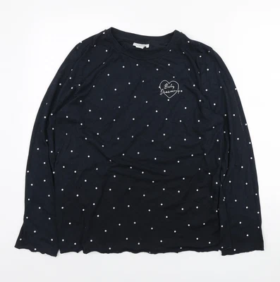 £3.50 • Buy Topshop Womens Blue Polka Dot Cotton Basic T-Shirt Size S Round Neck - Baby Drea