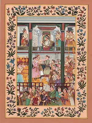 Mughal Empire Miniature Art Handmade Moghul Dara Shikoh Padshahnama Painting • $139.99