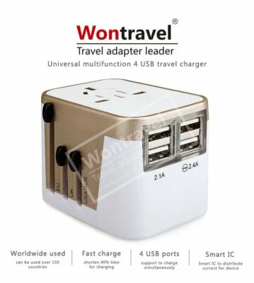 $21.98 • Buy Universal International Travel Adapter 4 USB Plug Charger AC Power