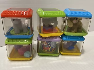 Fisher Price Circus Animals Peek A Boo Blocks X 6 Baby Blocks Kids Toys Vintage • $29.95