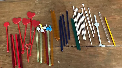 Lot Of 40 Vintage Plastic Cocktail Swizzle Stir Sticks Plastic • $12