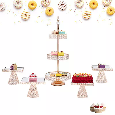 Gold Tower Plate 3-Tier Cupcake Stand Wedding Cake Dessert Display Plate • $99.01