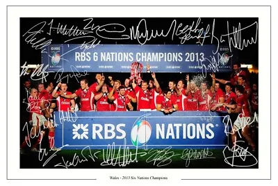 Wales 2013 6 Nations Winners Signed Photo Print Autograph Rugby • £3.79