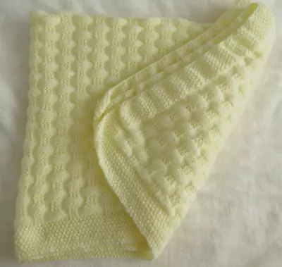 £22 • Buy Hand Knitted Lemon Baby Shawl Blanket Ideal For Baby Shower, Christening New