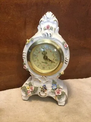 Vintage Dresden Mercedes Wind Up Miniature Porcelain Mantle Clock Germany-Works • $49.95
