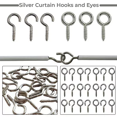 Hooks And Eyes For Net Curtain Wire Silver Chrome Screws Fittings Window Door • $15.68