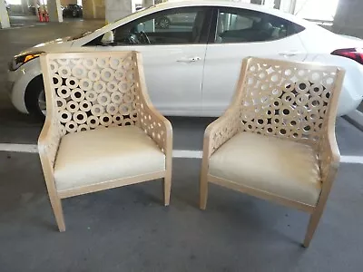  Fabulous Vintage Designer Lounge Chairs With Cutout Circles • $2200