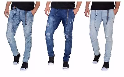 ETZO  Mens Biker Slim Fit Jeans Premium Ripped Distressed Denim (J7552) • $22.50