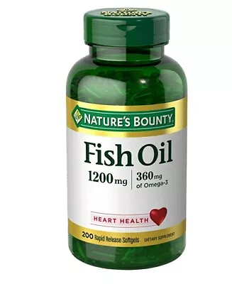 $13.30 • Buy #847 Natures Bounty Fish Oil 1200mg.  360mg Of Omega 3 Heart Health 200 Soft Gel