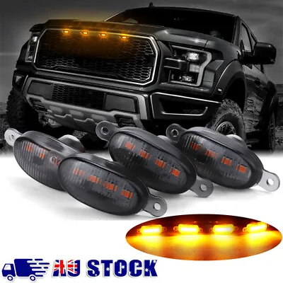 4X Front Grille LED Amber Light Raptor Style Grill Smoked Cover For Ford Ranger • $22.75