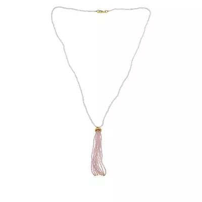 Rarities Gold-Plated Sterling Silver Pink Morganite Rondelle Tassel 28  Necklace • $35.37