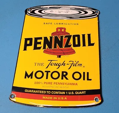 Vintage Pennzoil Gasoline Porcelain Gas Service Station Pump Ad Can Sign • $137.37