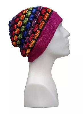 £10 • Buy Alpaca Wool Beanie Hat Striped Dotted Soft Winter Warm Cosy Peruvian Colourful