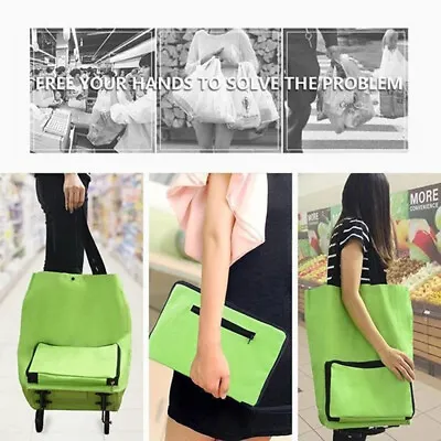 Foldable Shopping Cart Trolley Portable Folding Grocery Bag Tote Market Durable • $20.79