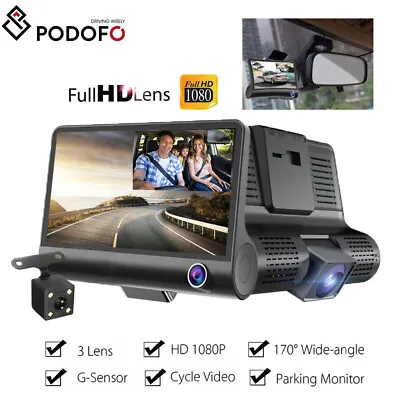 1080P Car DVR 4  Dual Lens Dash Cam Front+Rear Video Recorder Camera G-sensor UK • £17.59