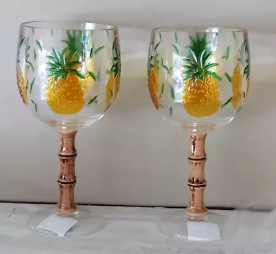 New Pineapple Acrylic Plastic Wine Glass Set Of 2 Home Decor Party Gift • $9