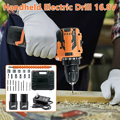 16.8V Electric Drill 3/8 Cordless Power Screwdriver Drill Set W/ 2 Batteries USA • $39.88